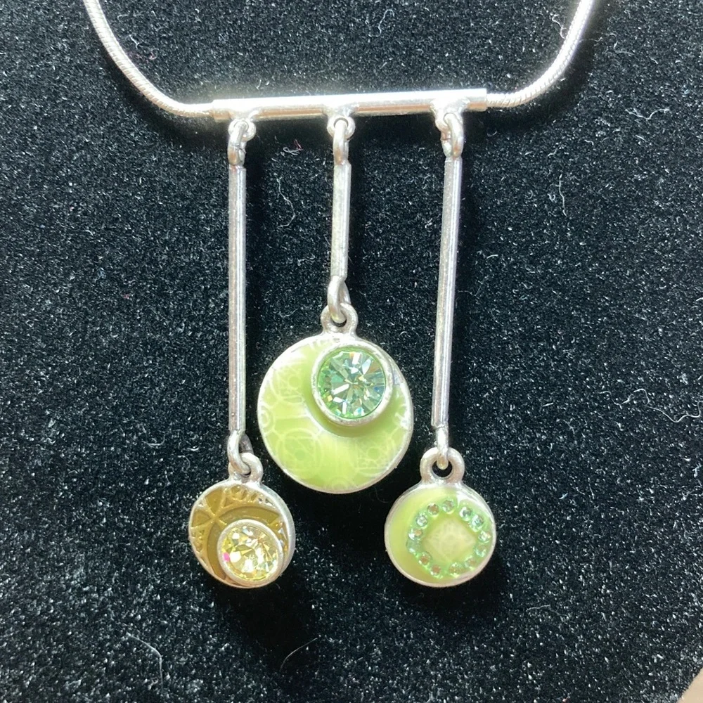 Pilgrim Silver Necklace with Green and Gold Accents - Picture 2 of 3